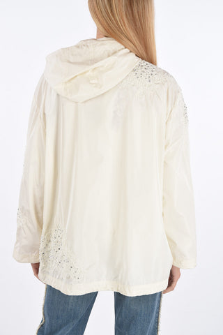 Hooded Jacket with Jewel Details