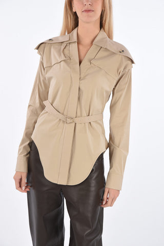 Shirt COMPACT STRETCH with Shoulders Military Pockets and Matched Belt