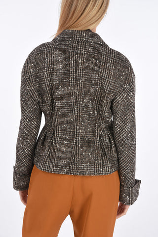 Blazer a Quadri Tartan con Martingala e Risvolti alle Maniche