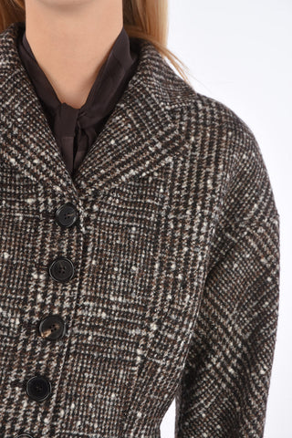 Blazer a Quadri Tartan con Martingala e Risvolti alle Maniche