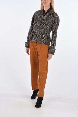 Blazer a Quadri Tartan con Martingala e Risvolti alle Maniche