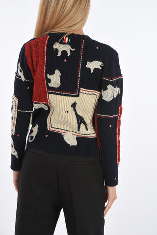 Wool and mohair embroidered crew-neck sweater