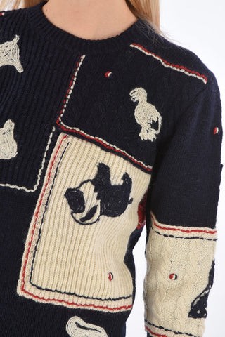 Wool and mohair embroidered crew-neck sweater
