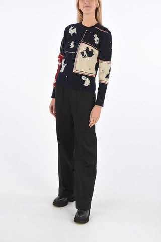 Wool and mohair embroidered crew-neck sweater