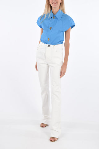 Straight Fit Jeans with Decorative Button