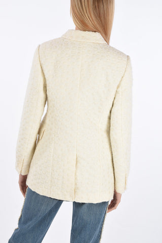 Jacquard Fabric Double-breasted Blazer with Peak Lapel