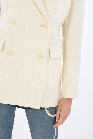 Jacquard Fabric Double-breasted Blazer with Peak Lapel