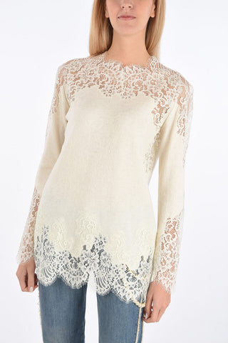 Sweater with Lace Inserts