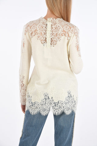 Sweater with Lace Inserts
