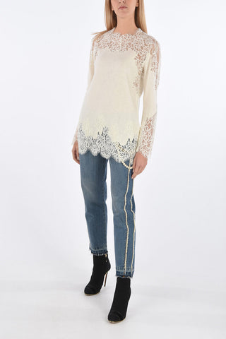 Sweater with Lace Inserts