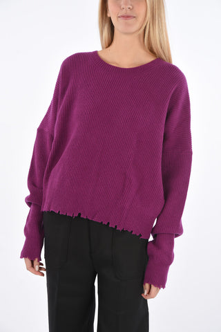 ribbed oversized crew-neck sweater