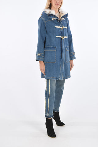 Denim Parka with Faux Fur Details