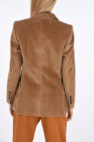 Curduroy 1 Button Blazer with Peak Lapel