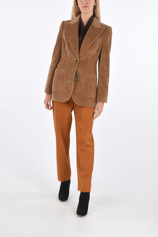 Curduroy 1 Button Blazer with Peak Lapel