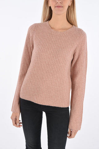 wool and cashmere ribbed crew-neck sweater