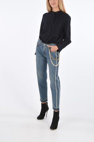 Jeans Straight Fit con Catena Gioiello