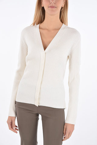 v-neck ribbed cardigan