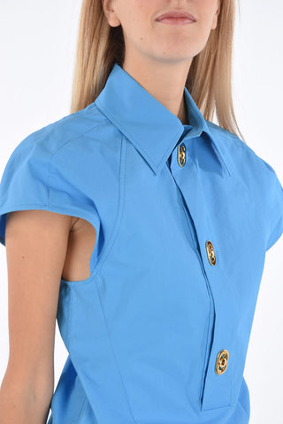 Camicia in Cotone Spalmato con Bottoni Decorativi