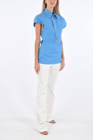 Camicia in Cotone Spalmato con Bottoni Decorativi