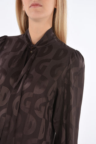 Tie Neck Monogram Blouse 