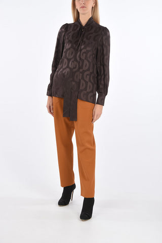 Tie Neck Monogram Blouse 