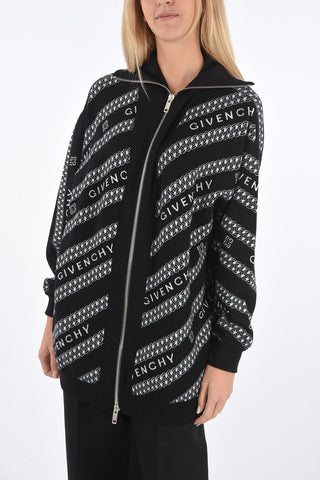 maglia mock oversized ricamo logo con zip