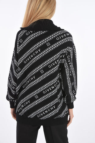 maglia mock oversized ricamo logo con zip