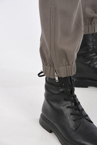 virgin wool pants with ankle zip