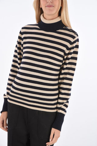 cashmere striped turtle-neck sweater