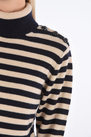cashmere striped turtle-neck sweater