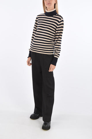 cashmere striped turtle-neck sweater