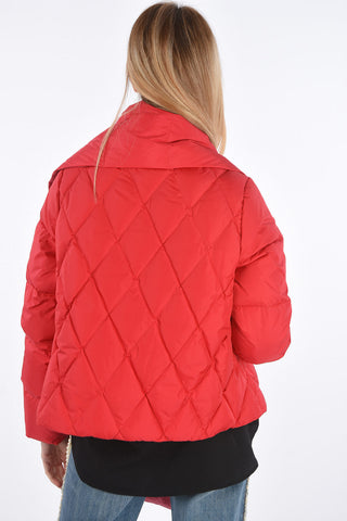 Crew Neck Quilted Down Jacket with Matched Scarf