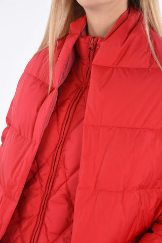 Crew Neck Quilted Down Jacket with Matched Scarf