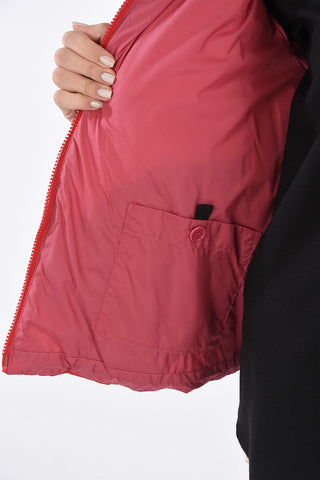 Crew Neck Quilted Down Jacket with Matched Scarf