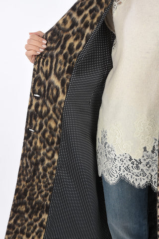Animal Printed 3 Button Coat