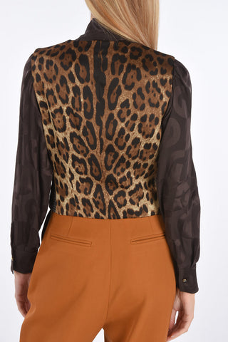 6 Buttons Vest with Leopard Back