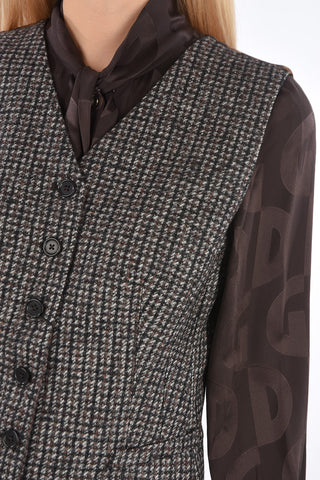 6 Buttons Vest with Leopard Back