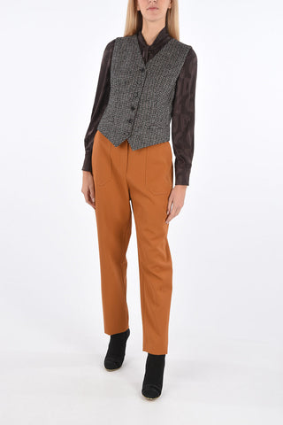 6 Buttons Vest with Leopard Back