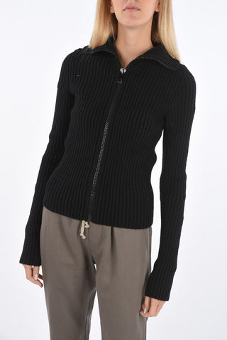 ribbed half zip mock-neck sweater