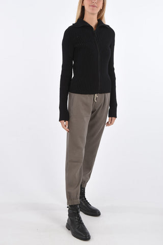 ribbed half zip mock-neck sweater