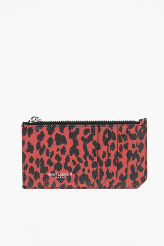 cheetah-print leather card holder
