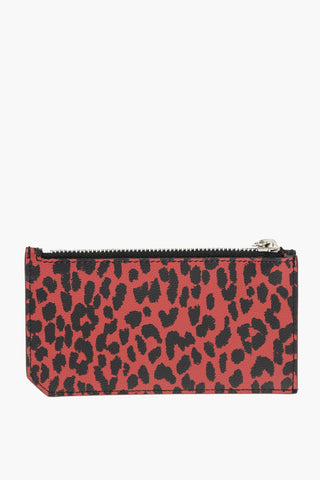 cheetah-print leather card holder