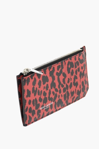 cheetah-print leather card holder