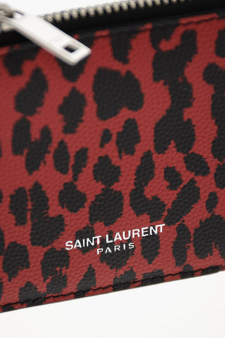 cheetah-print leather card holder