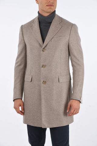 3 Buttons Cashmere Coat with Flap Pockets