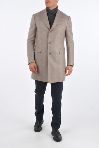 3 Buttons Cashmere Coat with Flap Pockets