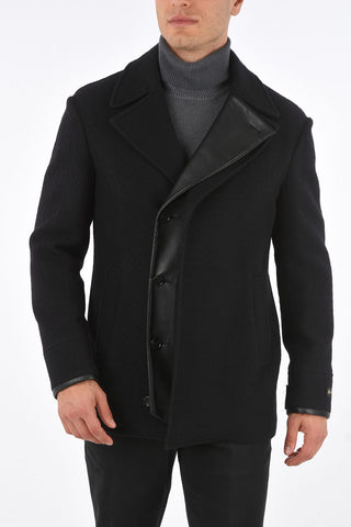 Quilted Short Coat with Leather Details