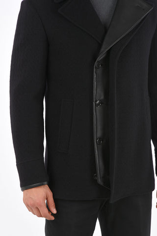 Quilted Short Coat with Leather Details