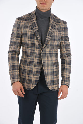 CC COLLECTION SPORTSWEAR 2 Buttons District Check Blazer with Patch Pockets