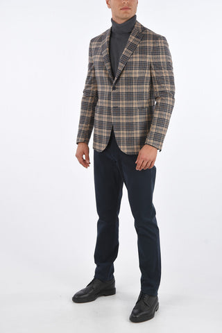 CC COLLECTION SPORTSWEAR 2 Buttons District Check Blazer with Patch Pockets